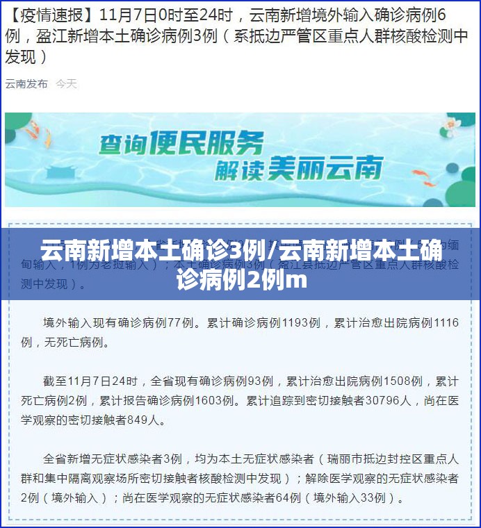 云南新增本土确诊3例/云南新增本土确诊病例2例m 云南新增本土确诊3例/云南新增本土确诊病例2例m