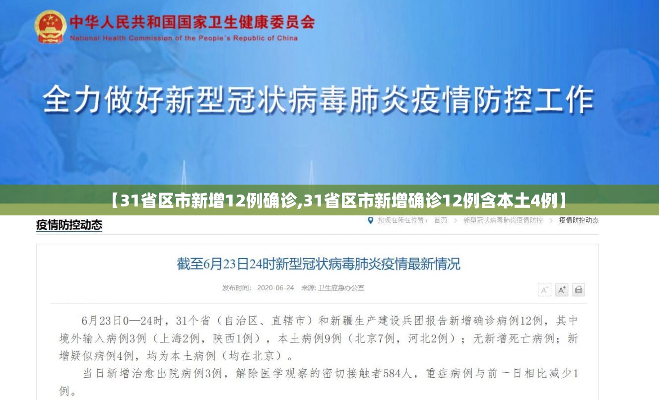 【31省区市新增12例确诊,31省区市新增确诊12例含本土4例】 【31省区市新增12例确诊,31省区市新增确诊12例含本土4例】