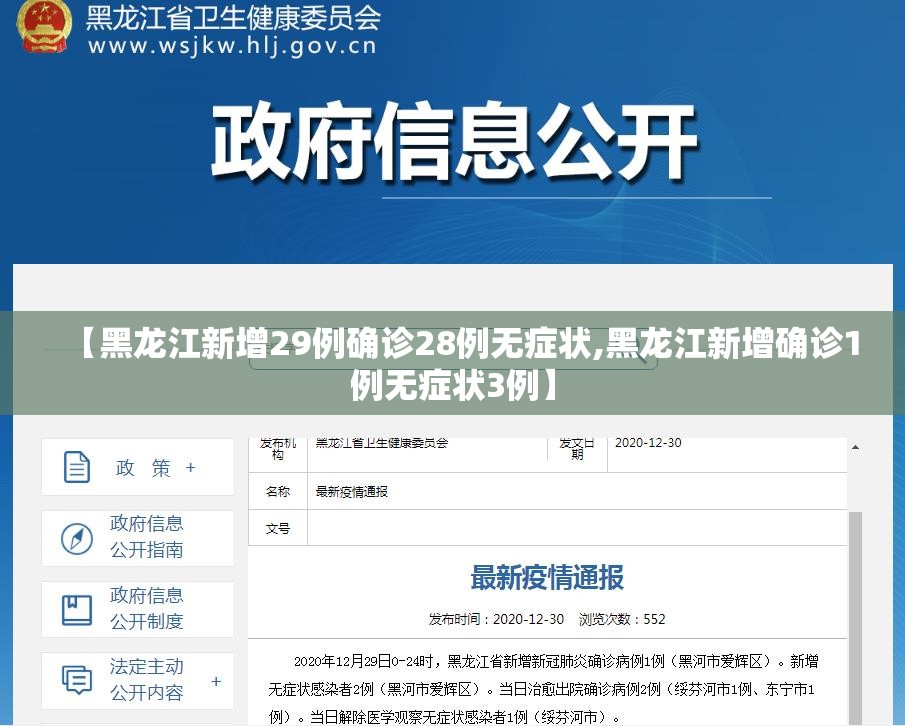 【黑龙江新增29例确诊28例无症状,黑龙江新增确诊1例无症状3例】 【黑龙江新增29例确诊28例无症状,黑龙江新增确诊1例无症状3例】