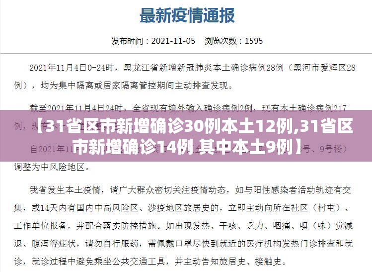 【31省区市新增确诊30例本土12例,31省区市新增确诊14例 其中本土9例】