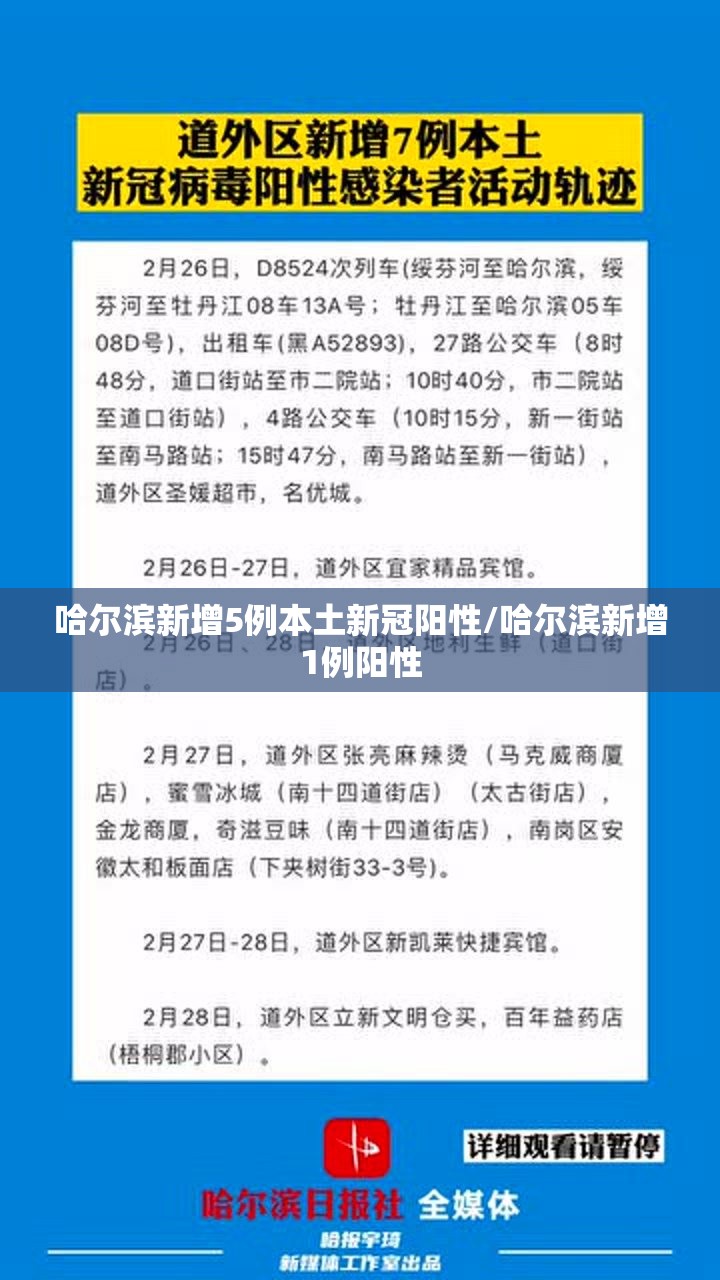 哈尔滨新增5例本土新冠阳性/哈尔滨新增1例阳性 哈尔滨新增5例本土新冠阳性/哈尔滨新增1例阳性