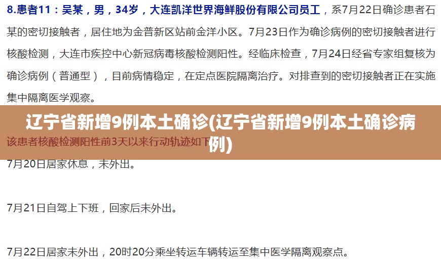辽宁省新增9例本土确诊(辽宁省新增9例本土确诊病例)