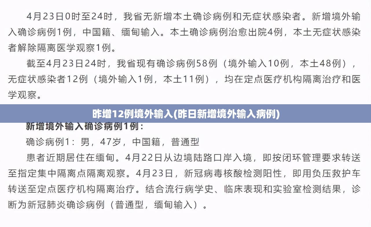 昨增12例境外输入(昨日新增境外输入病例)