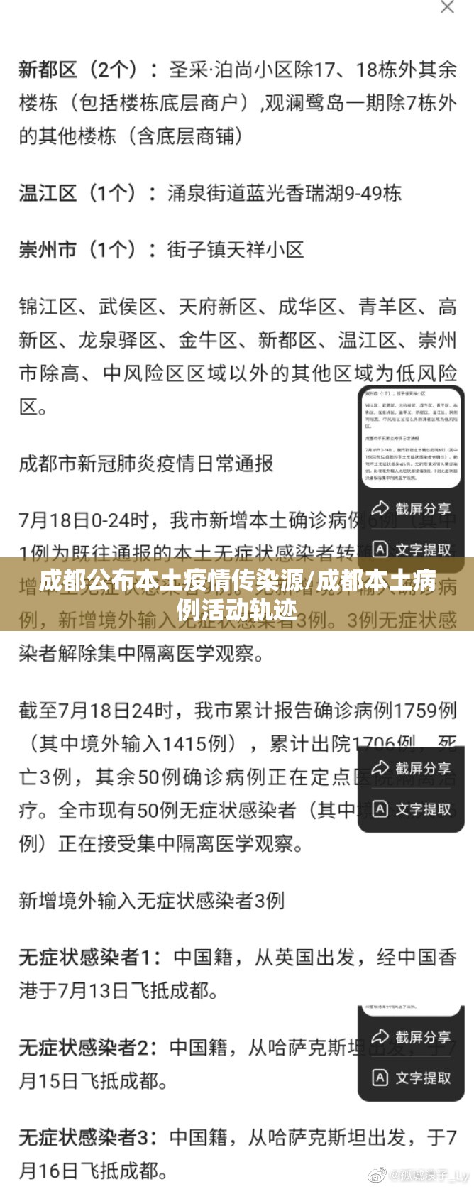 成都公布本土疫情传染源/成都本土病例活动轨迹