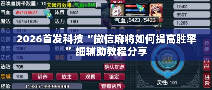 2026首发科技“微信麻将如何提高胜率”细辅助教程分享