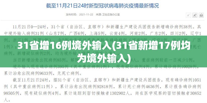 31省增16例境外输入(31省新增17例均为境外输入)