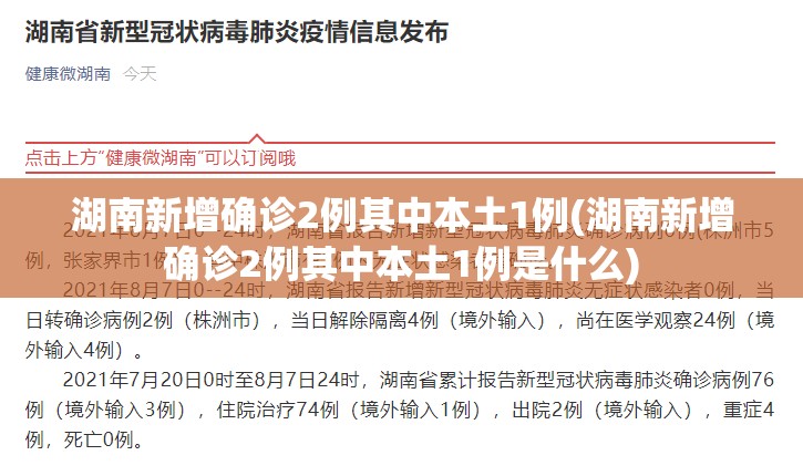 湖南新增确诊2例其中本土1例(湖南新增确诊2例其中本土1例是什么) 湖南新增确诊2例其中本土1例(湖南新增确诊2例其中本土1例是什么)