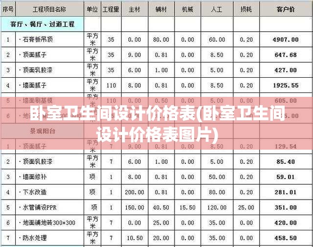 卧室卫生间设计价格表(卧室卫生间设计价格表图片) 卧室卫生间设计价格表(卧室卫生间设计价格表图片)