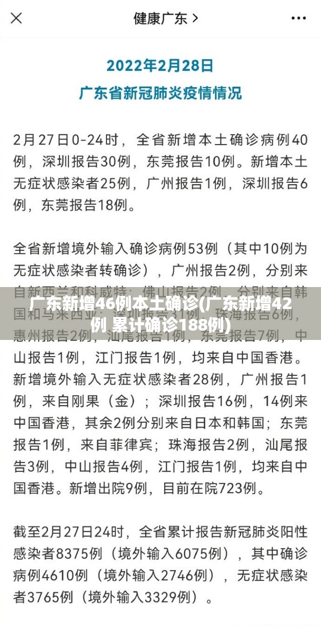 广东新增46例本土确诊(广东新增42例 累计确诊188例) 广东新增46例本土确诊(广东新增42例 累计确诊188例)
