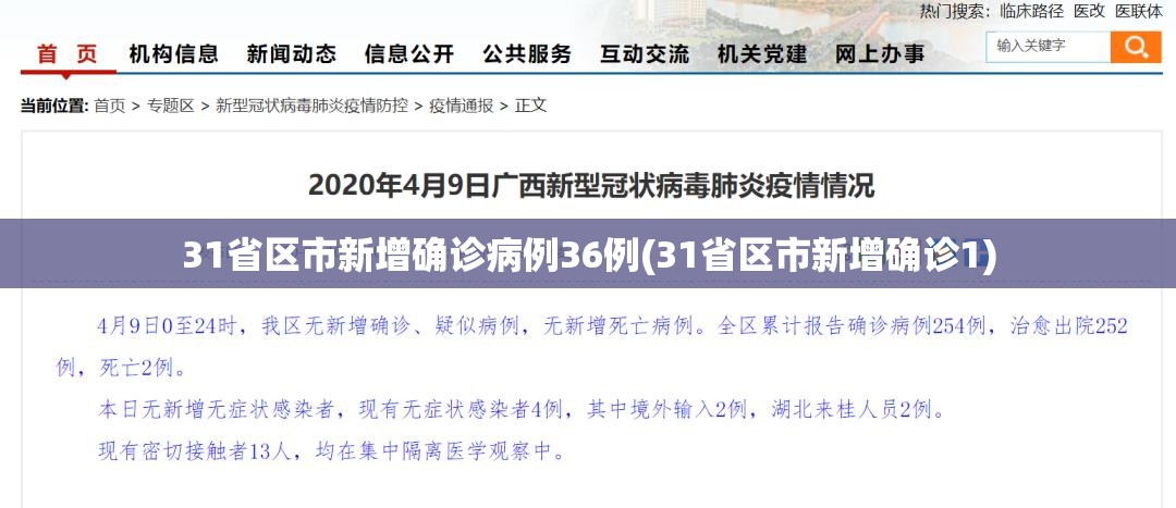 31省区市新增确诊病例36例(31省区市新增确诊1)