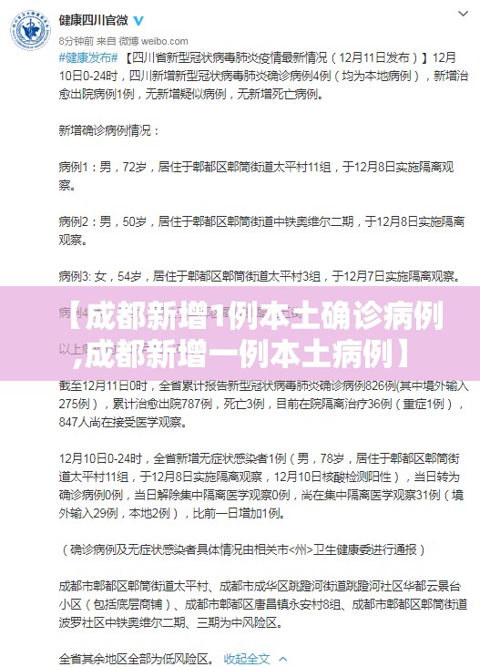 【成都新增1例本土确诊病例,成都新增一例本土病例】 【成都新增1例本土确诊病例,成都新增一例本土病例】