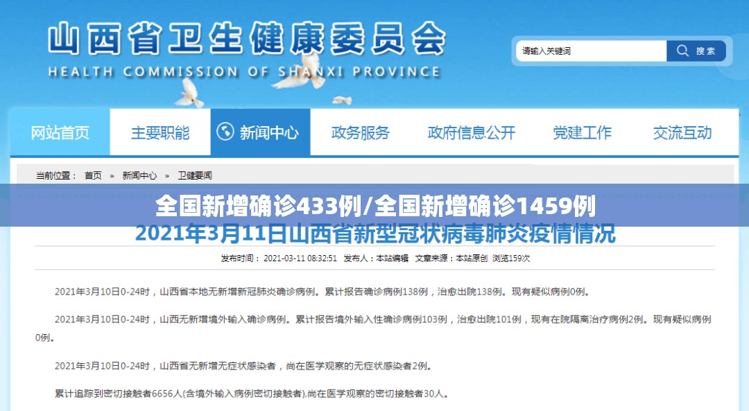 全国新增确诊433例/全国新增确诊1459例