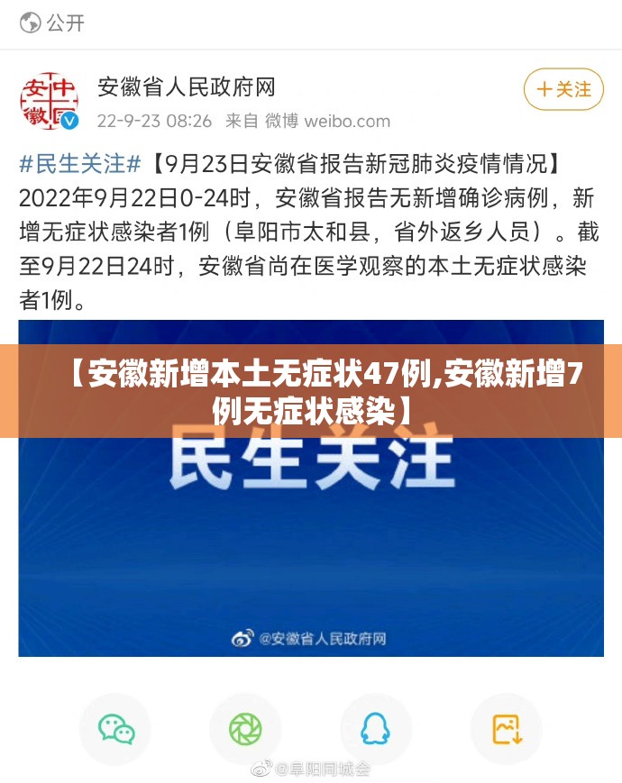 【安徽新增本土无症状47例,安徽新增7例无症状感染】 【安徽新增本土无症状47例,安徽新增7例无症状感染】
