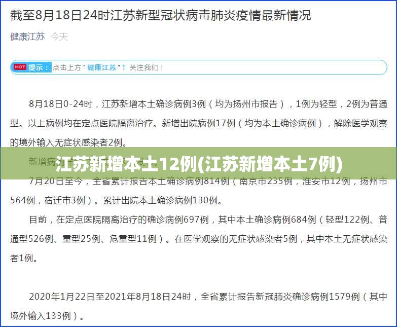 江苏新增本土12例(江苏新增本土7例) 江苏新增本土12例(江苏新增本土7例)