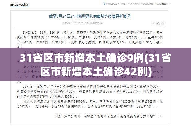 31省区市新增本土确诊9例(31省区市新增本土确诊42例) 31省区市新增本土确诊9例(31省区市新增本土确诊42例)