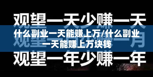 什么副业一天能赚上万/什么副业一天能赚上万块钱