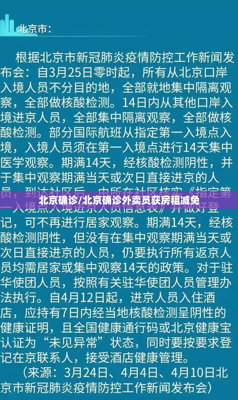 北京确诊/北京确诊外卖员获房租减免