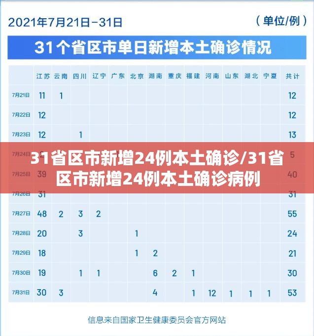 31省区市新增24例本土确诊/31省区市新增24例本土确诊病例