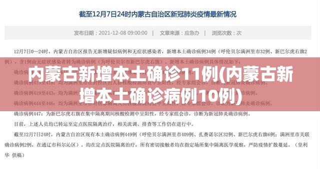 内蒙古新增本土确诊11例(内蒙古新增本土确诊病例10例) 内蒙古新增本土确诊11例(内蒙古新增本土确诊病例10例)