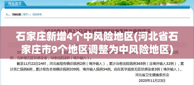 石家庄新增4个中风险地区(河北省石家庄市9个地区调整为中风险地区)