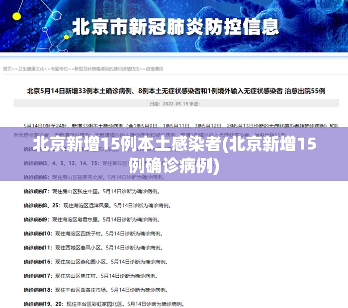北京新增15例本土感染者(北京新增15例确诊病例) 北京新增15例本土感染者(北京新增15例确诊病例)