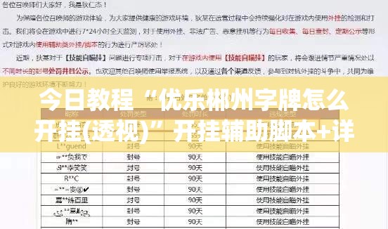 今日教程“优乐郴州字牌怎么开挂(透视)”开挂辅助脚本+详细开挂安装教程