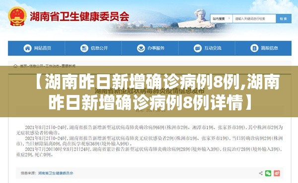 【湖南昨日新增确诊病例8例,湖南昨日新增确诊病例8例详情】 【湖南昨日新增确诊病例8例,湖南昨日新增确诊病例8例详情】