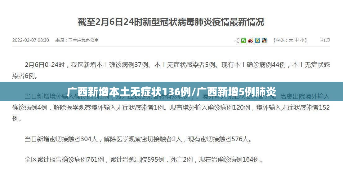 广西新增本土无症状136例/广西新增5例肺炎 广西新增本土无症状136例/广西新增5例肺炎