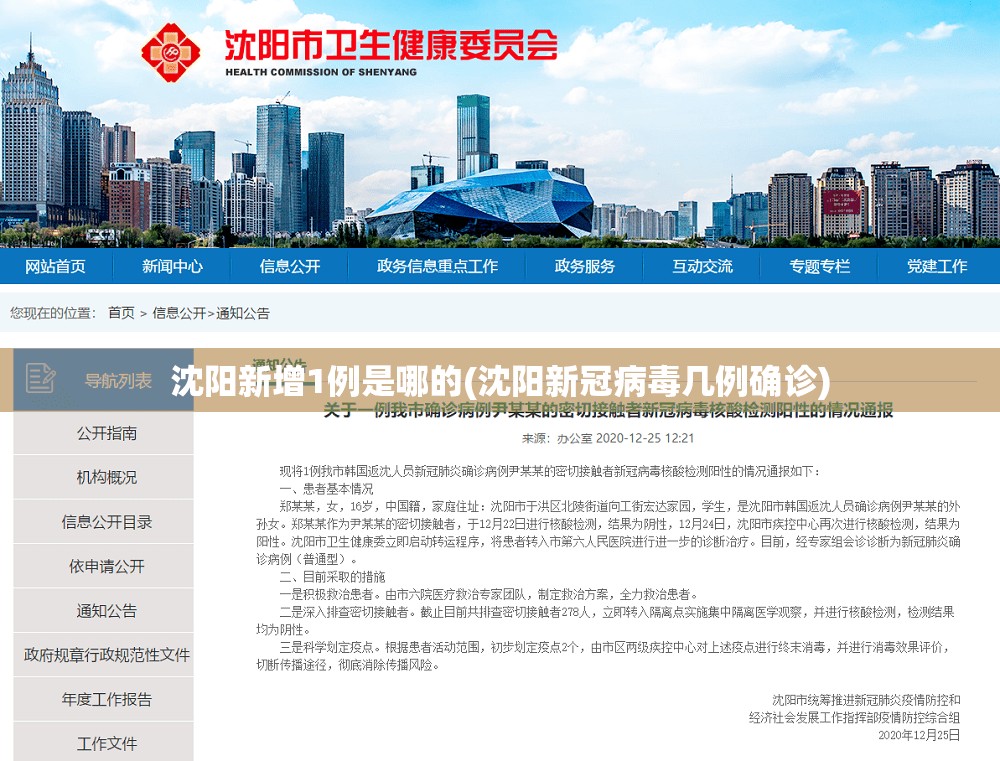 沈阳新增1例是哪的(沈阳新冠病毒几例确诊) 沈阳新增1例是哪的(沈阳新冠病毒几例确诊)