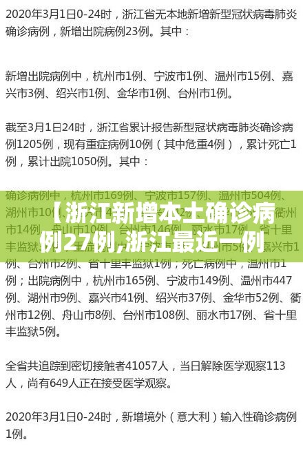 【浙江新增本土确诊病例27例,浙江最近一例新冠】