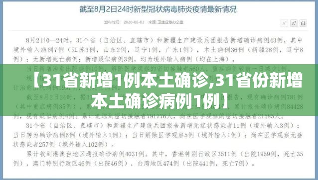 【31省新增1例本土确诊,31省份新增本土确诊病例1例】 【31省新增1例本土确诊,31省份新增本土确诊病例1例】