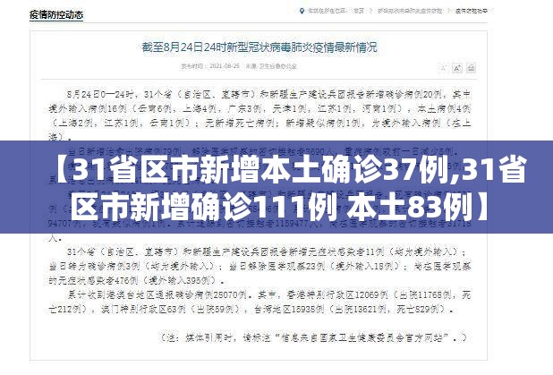 【31省区市新增本土确诊37例,31省区市新增确诊111例 本土83例】