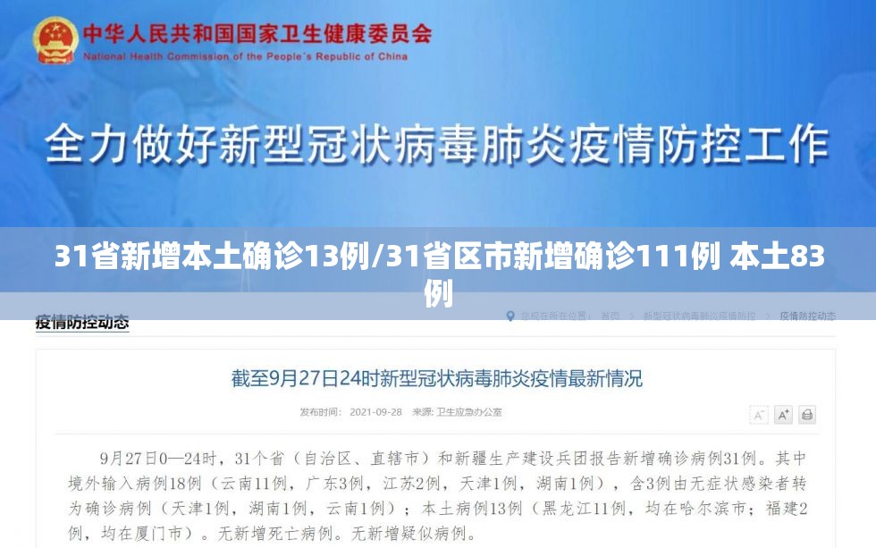 31省新增本土确诊13例/31省区市新增确诊111例 本土83例