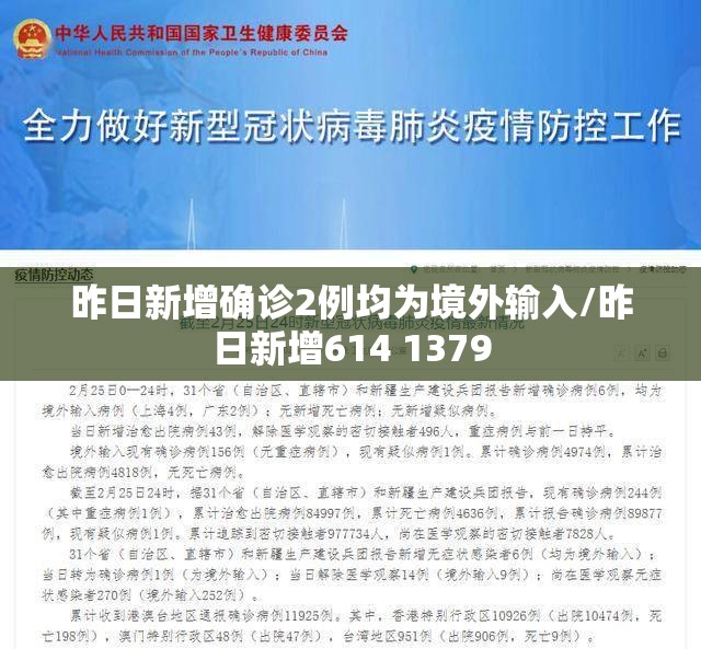昨日新增确诊2例均为境外输入/昨日新增614 1379 昨日新增确诊2例均为境外输入/昨日新增614 1379