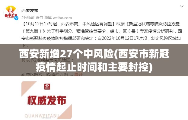西安新增27个中风险(西安市新冠疫情起止时间和主要封控) 西安新增27个中风险(西安市新冠疫情起止时间和主要封控)