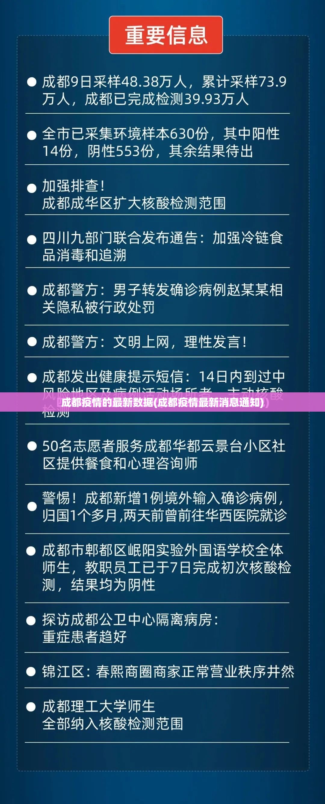 成都疫情的最新数据(成都疫情最新消息通知) 成都疫情的最新数据(成都疫情最新消息通知)