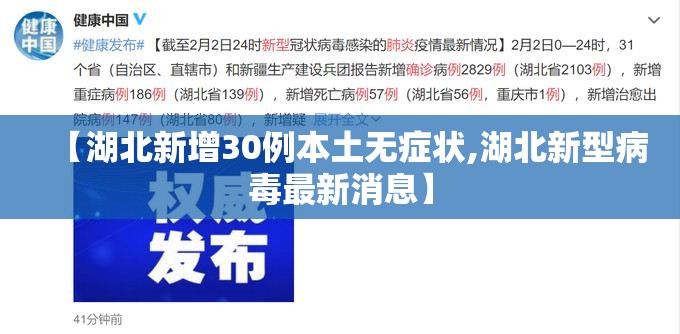 【湖北新增30例本土无症状,湖北新型病毒最新消息】