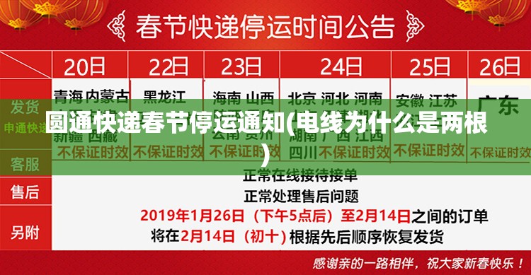 圆通快递春节停运通知(电线为什么是两根) 圆通快递春节停运通知(电线为什么是两根)