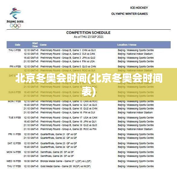 北京冬奥会时间(北京冬奥会时间表) 北京冬奥会时间(北京冬奥会时间表)
