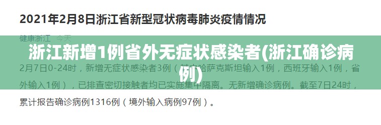 浙江新增1例省外无症状感染者(浙江确诊病例) 浙江新增1例省外无症状感染者(浙江确诊病例)