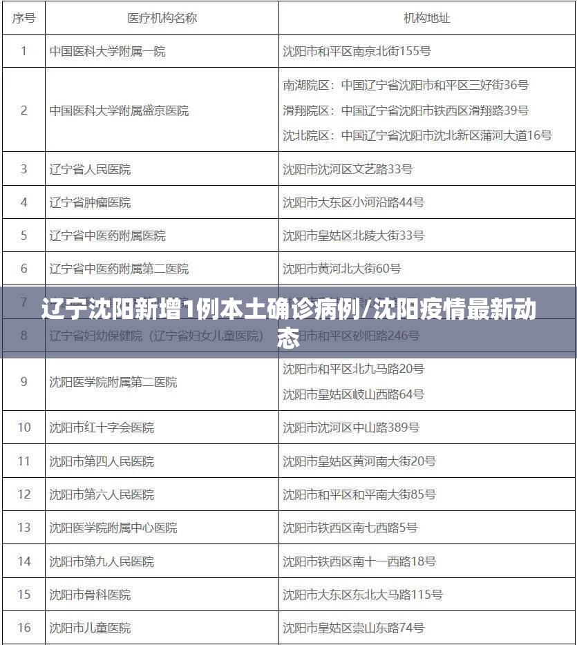 辽宁沈阳新增1例本土确诊病例/沈阳疫情最新动态 辽宁沈阳新增1例本土确诊病例/沈阳疫情最新动态