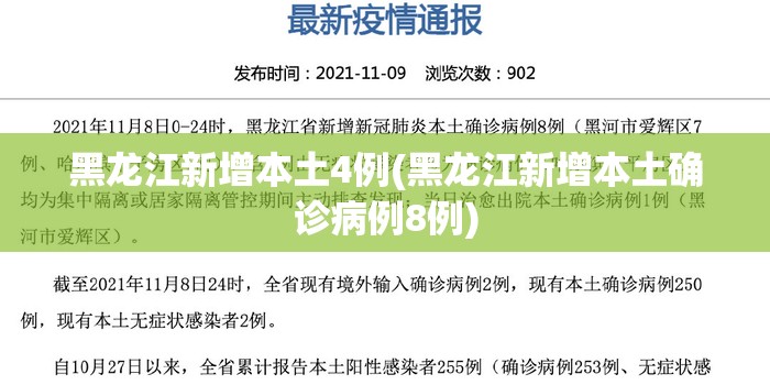 黑龙江新增本土4例(黑龙江新增本土确诊病例8例) 黑龙江新增本土4例(黑龙江新增本土确诊病例8例)