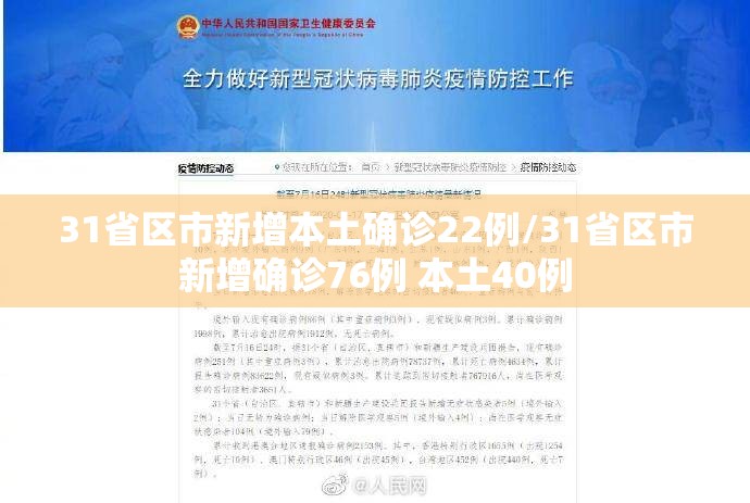 31省区市新增本土确诊22例/31省区市新增确诊76例 本土40例
