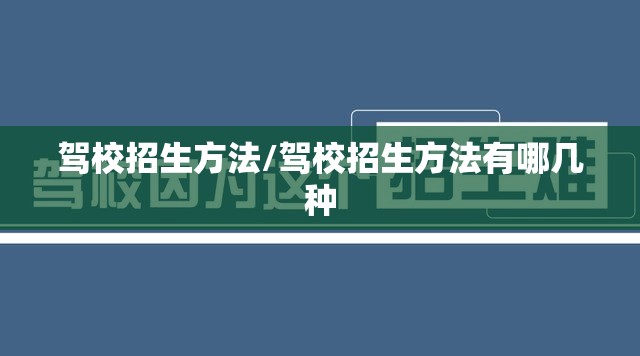 驾校招生方法/驾校招生方法有哪几种 驾校招生方法/驾校招生方法有哪几种