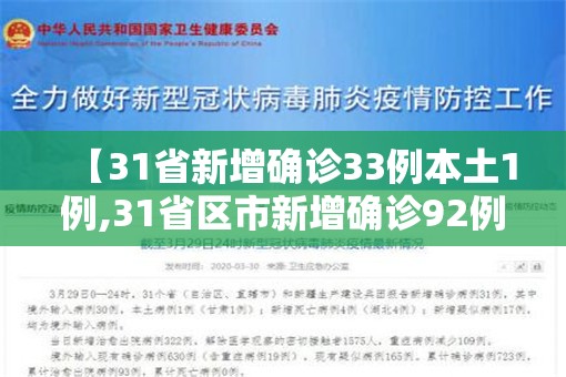 【31省新增确诊33例本土1例,31省区市新增确诊92例 本土73例】