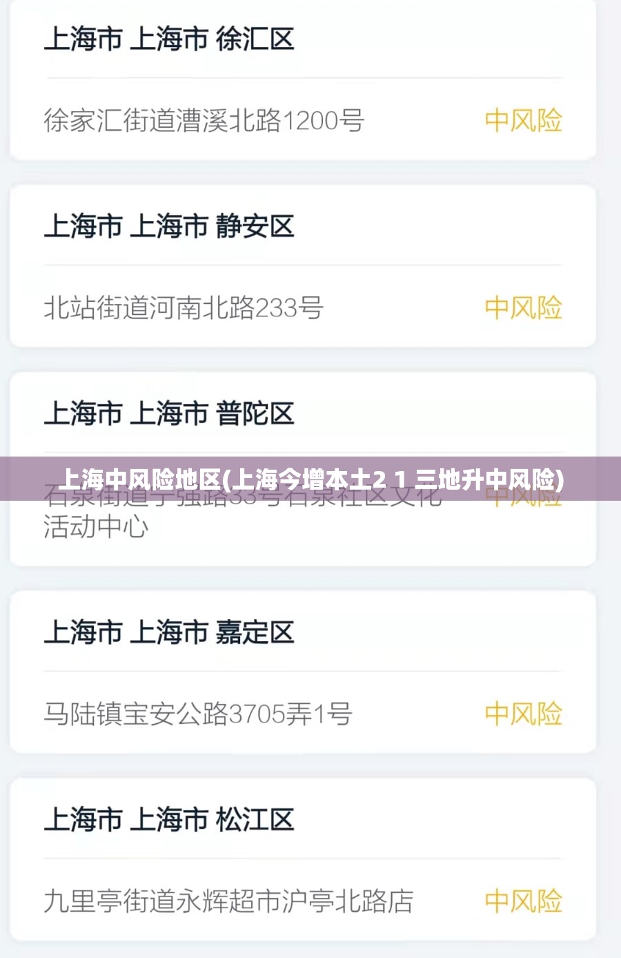 上海中风险地区(上海今增本土2 1 三地升中风险) 上海中风险地区(上海今增本土2 1 三地升中风险)