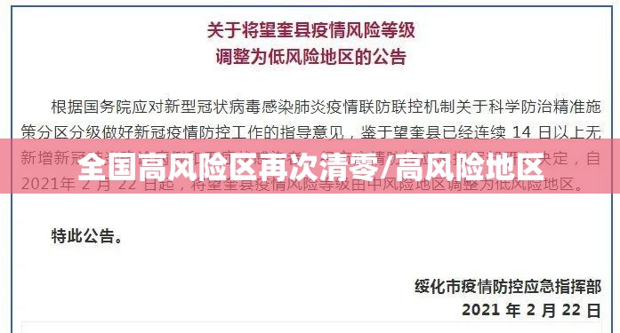 全国高风险区再次清零/高风险地区