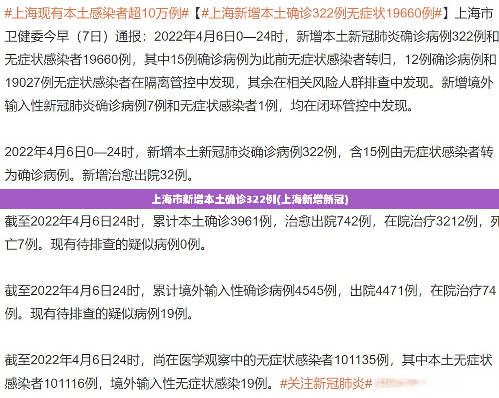 上海市新增本土确诊322例(上海新增新冠) 上海市新增本土确诊322例(上海新增新冠)