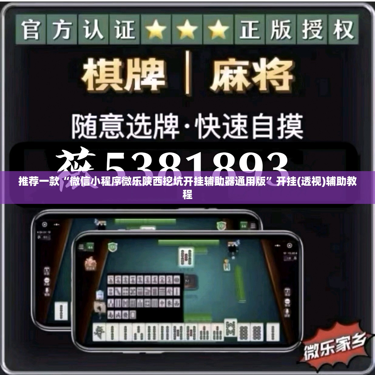 推荐一款“微信小程序微乐陕西挖坑开挂辅助器通用版	”开挂(透视)辅助教程