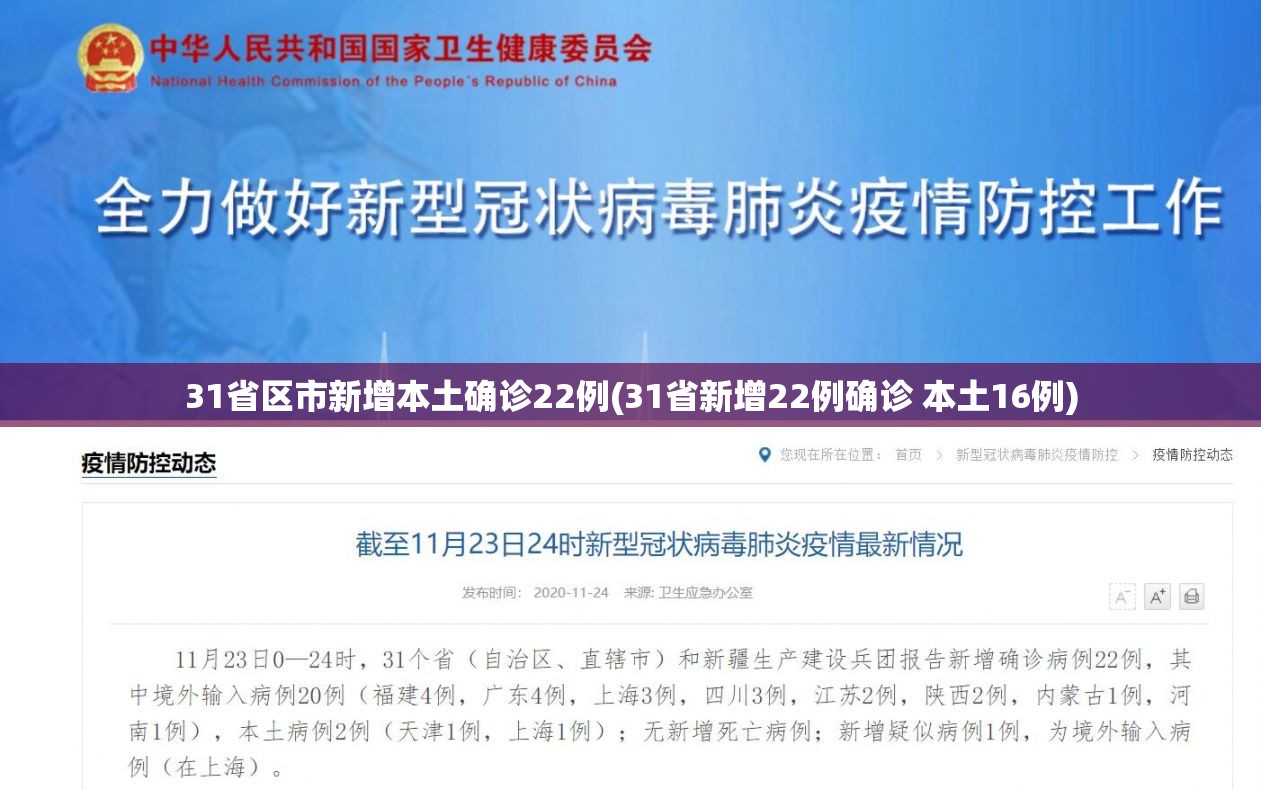 31省区市新增本土确诊22例(31省新增22例确诊 本土16例) 31省区市新增本土确诊22例(31省新增22例确诊 本土16例)